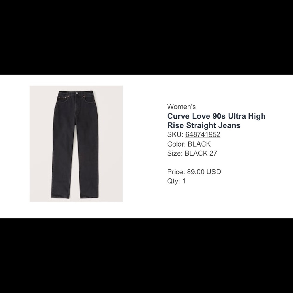 Ambercrombie & Fitch Curve Love 90’s straight Ultra High Rise Jeans Size 27